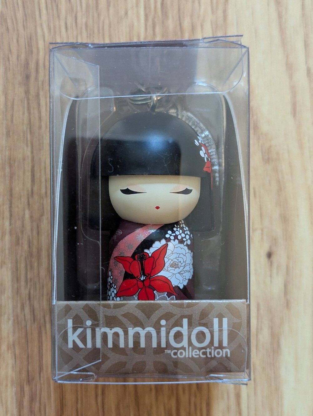 Kimmidoll Nobuku Believe Kokeshi Doll Keychain, Floral, Japanese Authentic
